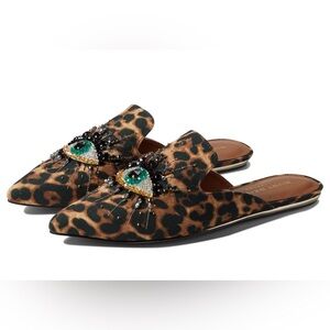 Leopard Print Embellished Mules